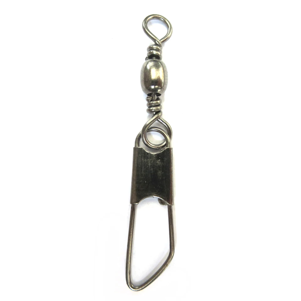 50Pcs Stainless Steel Barrel Fishing Swivel With Safety Snap Size 1# Fishing Tackle Box