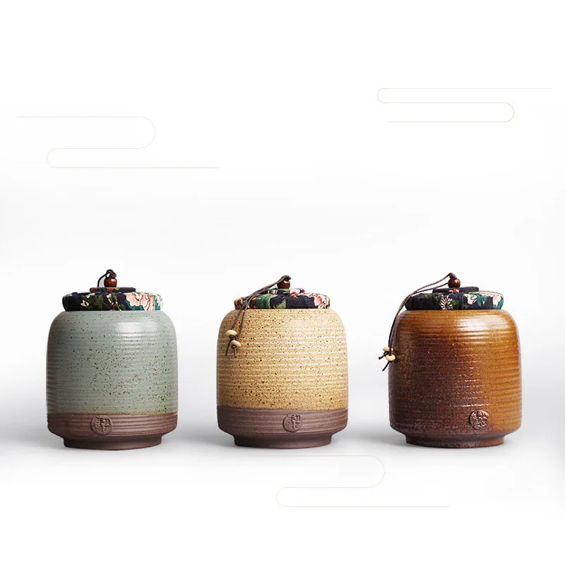 

Handmade Japanese Retro Park Hyun Coarse Pottery Ceramic Seal Tea Storage Chest Tank Pu'er Tea Caddy Can Canister Gift Box