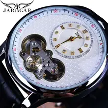 Jaragar White Dial Dual Movement Roman Analog Mechanical Quartz Watch Mens Black Leather Band Kol Saati Classic Clock Wristwatch цена Jaragar White Dial Dual Movement Roman Analog Mechanical Quartz Watch Mens Black Leather Band Kol Saati Classic Clock Wristwatch цены онлайн
