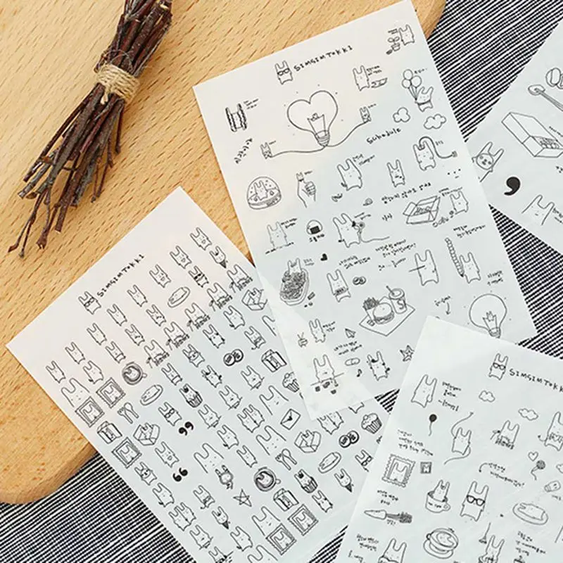 

6 Sheets/lot Cute Rabbit Sticker DIY Scrapbooking Diary Sticker Kawaii Stationery Sticker For Kids