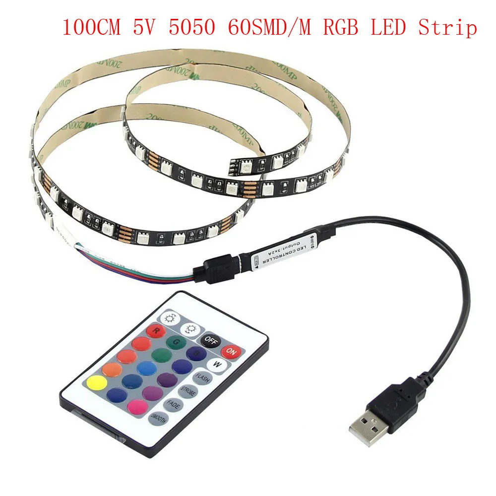 Новое поступление, USB Светодиодные ленты Лампа 5В 5050 60SMD/M RGB Светодиодные ленты светильник бар ТВ задняя светильник ing комплект+ usb-пду Управление Диоп корабль-S30 - Испускаемый цвет: B