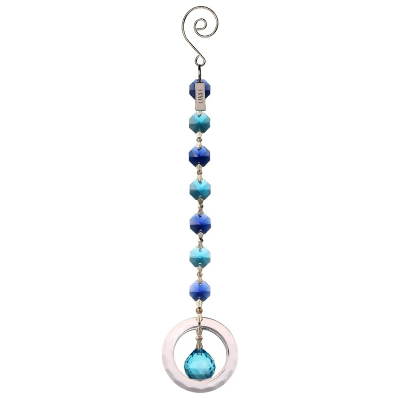 

25cm H&D Fengshui Round Rainbow Maker Window Pendant Crystal Suncatcher with 20mm Ball Prism Octogon Chakra Suncatcher for Gift