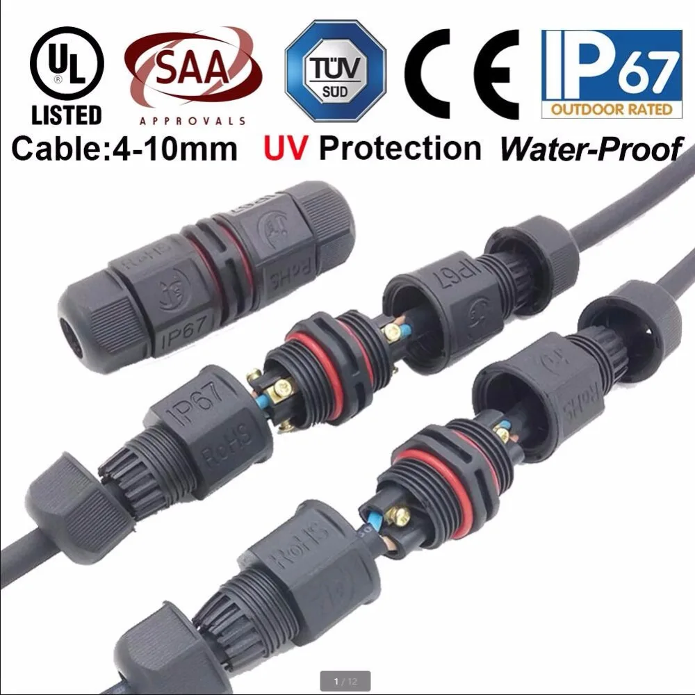 gek geworden Zuidelijk gegevens Ip67 15a 2 3 Pin Waterproof Connector Adapter Screw Locking Cable Connector  Water Proof Industrial Electrical Wire Connecto - Portable Lighting  Accessories - AliExpress