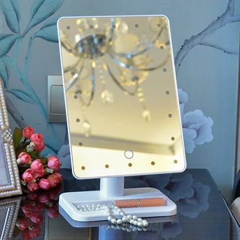 

LED Touch Screen Makeup Mirror Professional Vanity Mirror With 16 LED Lights Health Beauty Adjustable bathmirror Rotating mirror
