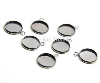 

Blank Stainless Steel Round Bezel with a Loop Pendant Bases Settings Glass Cabochons Earrings Drops DIY Charms Findings