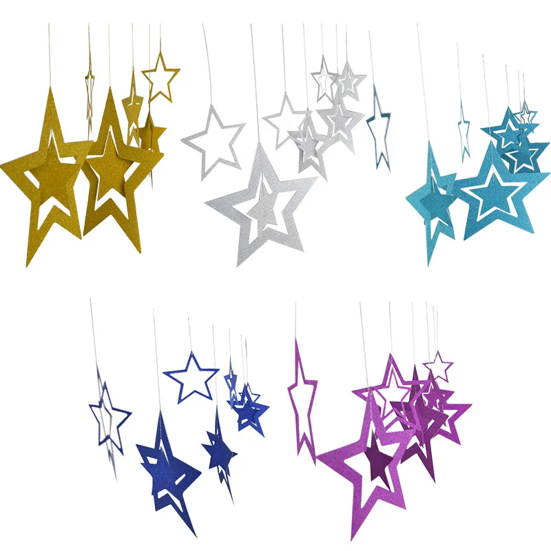 Sharplace Empavesado de Guirnaldas de Estrella de Madera Colgando Pancarta Decoración de Habitación Infantil # 4 