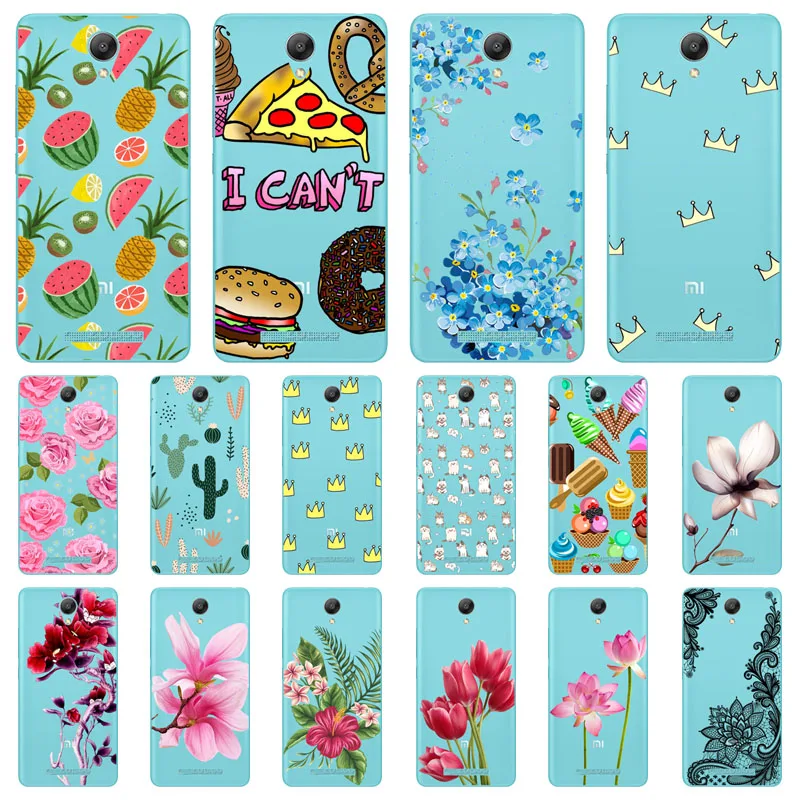 xiaomi redmi note 2 Case Silicon Black Painting flower Soft TPU Back Cover for Protect Phone cases shell |