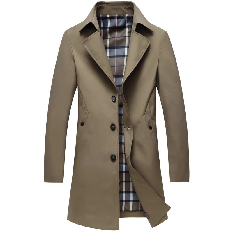 

2019 New Mens Trench Coat Casual Slim fit Long Windbreaker Spring Autumn Business Trench Overcoat Male Plus Size 4XL R1692
