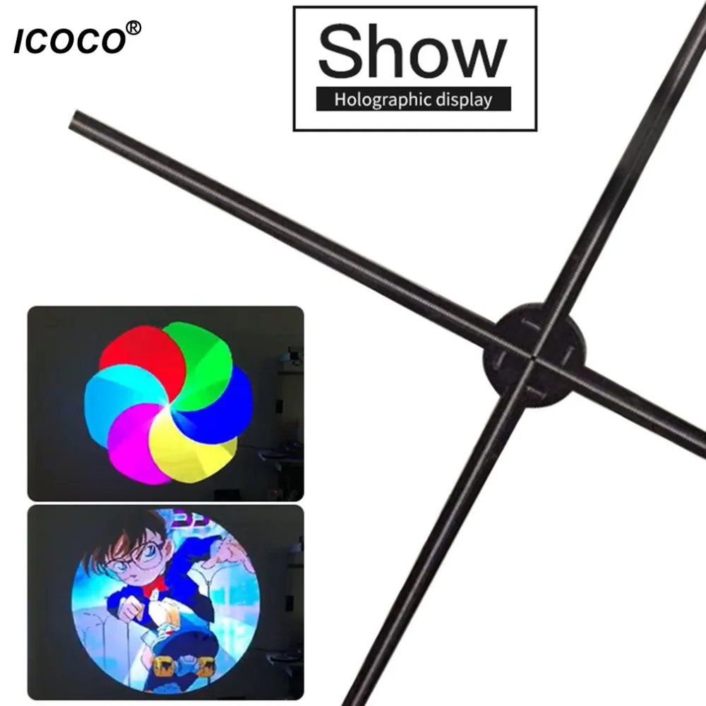 ICOCO 1M LED 3D Holographic Projector Portable Hologram Player 3D Holographic Display Fan Player Hologram Projector
