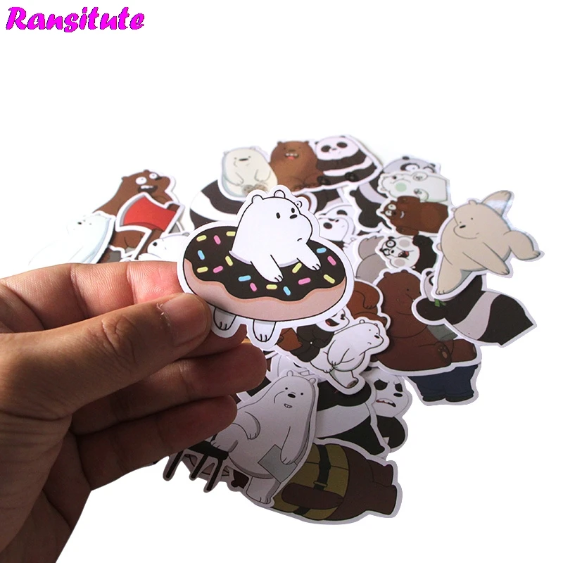 37Pcs/set We Bare Bears Mixed Sticker Laptop Skateboard Bike JDM Doodle Applique Cool Waterproof Sticker R397