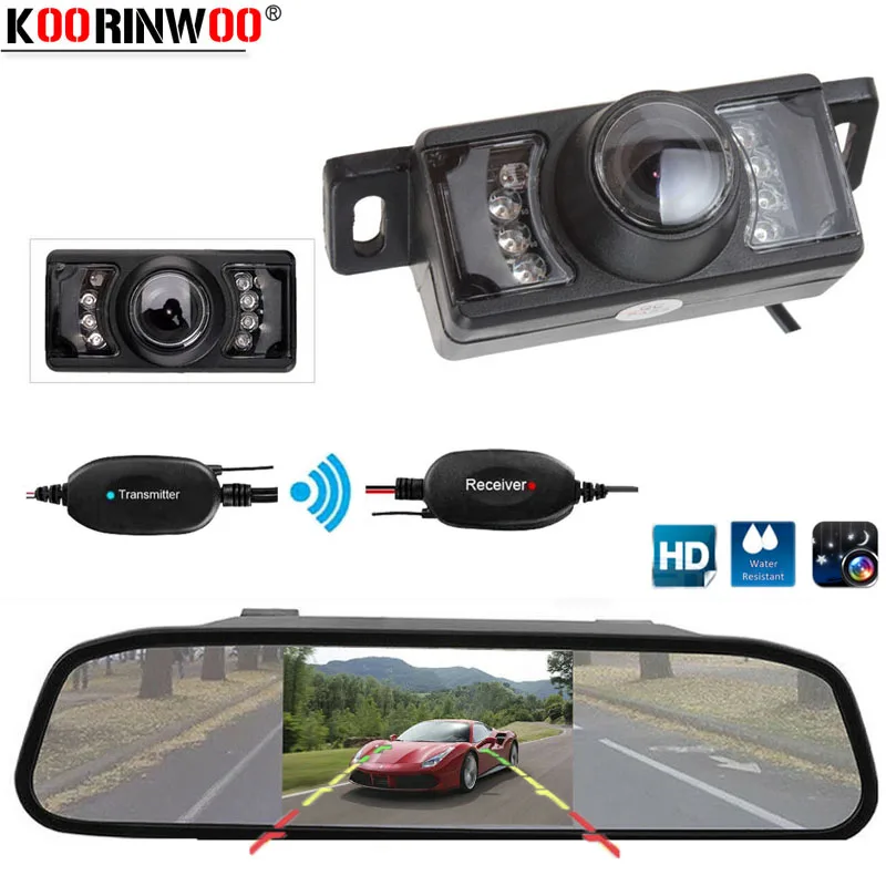 Koorinwoo HD 4,3 дюймов Автомобильное зеркало заднего вида монитор CCD Видео система парковки помощь Автомобильная камера заднего вида датчики ночного видения