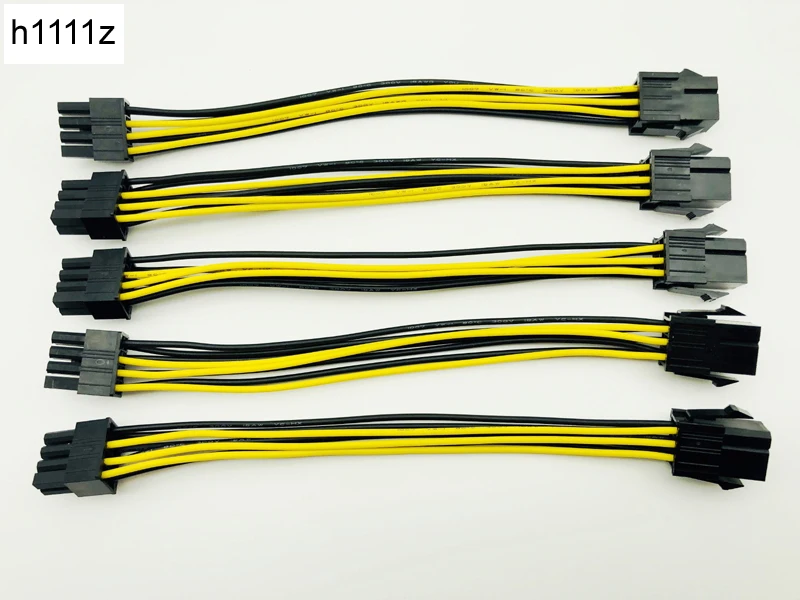 5pcs 6 Pin Feamle to 8 Pin Male PCI Express Power Converter Cable CPU Video Graphics Card 6Pin to 8Pin PCIE Power Cable for BTC-0