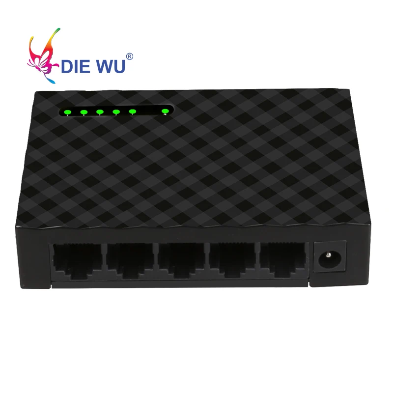 DIEWU 5 Port Gigabit Fast Ethernet Switch 10/100/1000Mbps Network switch adapter US EU plug