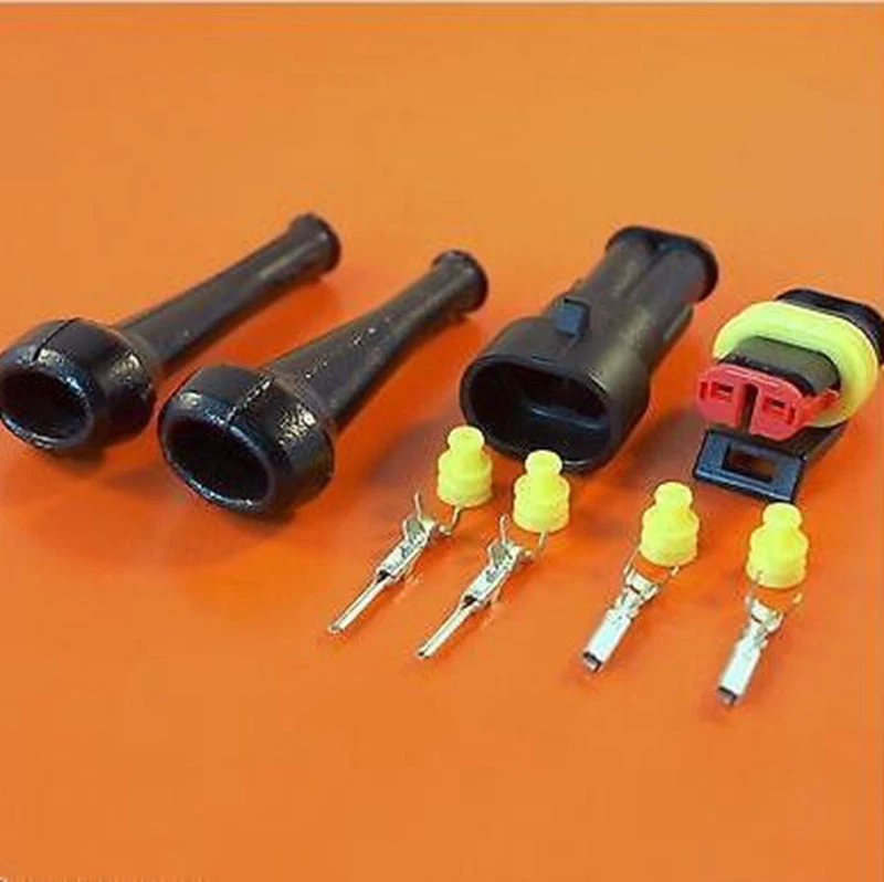 100sets/lot AMP 2 Pin/Way Superseal Electrical Waterproof Connector