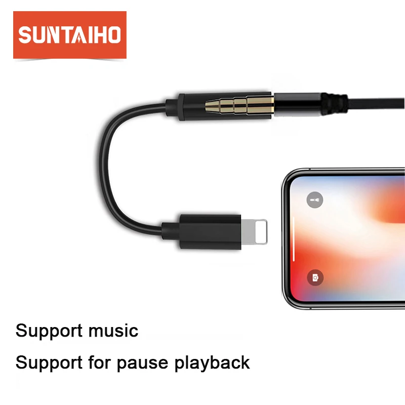 Suntaiho for Lighting adapter for iPhone 7 Headphone Adapter otg Jack 3.5mm Audio Cable for iPhone 8 Plus X Earphone Adapter Suntaiho for Lighting adapter for iPhone 7 Headphone Adapter otg Jack 3.5mm Audio Cable for iPhone 8 Plus X Earphone Adapter