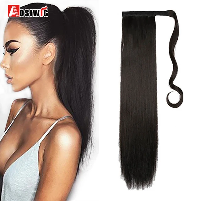 Best Offers 24''Long Straight Ponytail Clip In Pony Tail Synthetic Hair Extension Extensions Wrap on Hair Pieces Fake Ponytail AOSIWIG Best Offers 24''Long Straight Ponytail Clip In Pony Tail Synthetic Hair Extension Extensions Wrap on Hair Pieces Fake Ponytail AOSIWIG