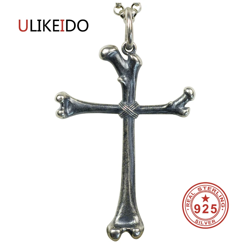 

Pure 925 Sterling Silver Jewelry Cross Charms Punk Pendants for Men And Women Thai Silver Necklace Chain Fine Gift 1343