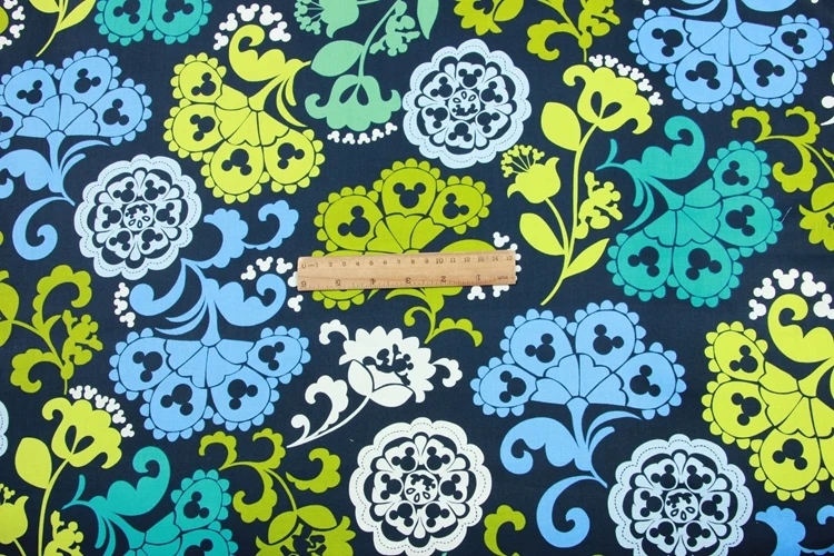 1 метр Микки Цветочная хлопчатобумажная ткань ручной работы DIY одежды платье детская одежда хлопок T557A