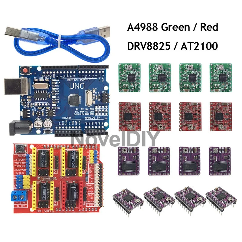 Плата расширения для ЧПУ щит V3 V3.0 + UNO R3 с usb Arduino 4 шт. Драйвер шагового двигателя