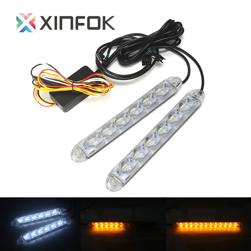 

2pcs White and Yellow 15W High Power LED Daytime Running Lights DRL Turn Signal Conversion Kit Fog Lamp Motorcycle Car Light