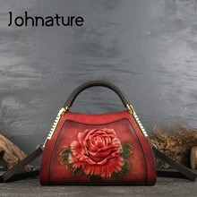 Женские винтажные сумки с тиснением из натуральной кожи, новинка, модная повседневная сумка-тоут из воловьей кожи, сумки через плечо и через плечо