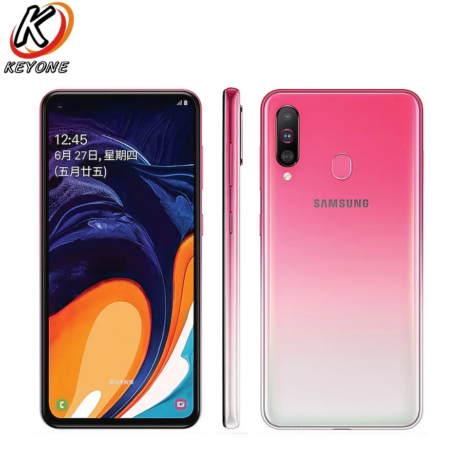 Мобильный телефон Samsung Galaxy A60 LTE, 6,3 дюймов, 6 ГБ ОЗУ, 64 ГБ/128 Гб ПЗУ, Восьмиядерный процессор Snapdragon 675, 32 Мп+ 8 Мп+ 5 МП, задняя камера, телефон