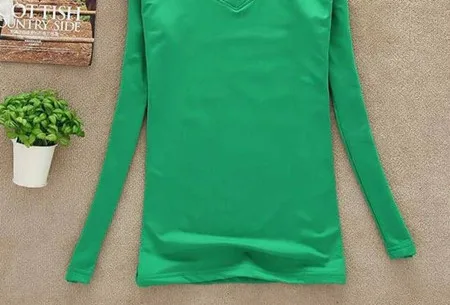 Новинка года; сезон весна-зима; повседневные женские плотные базовые Блузы с u-образным вырезом и длинными рукавами; женская рубашка размера плюс; Blusas Femininas; W00274 - Цвет: U neck dark green