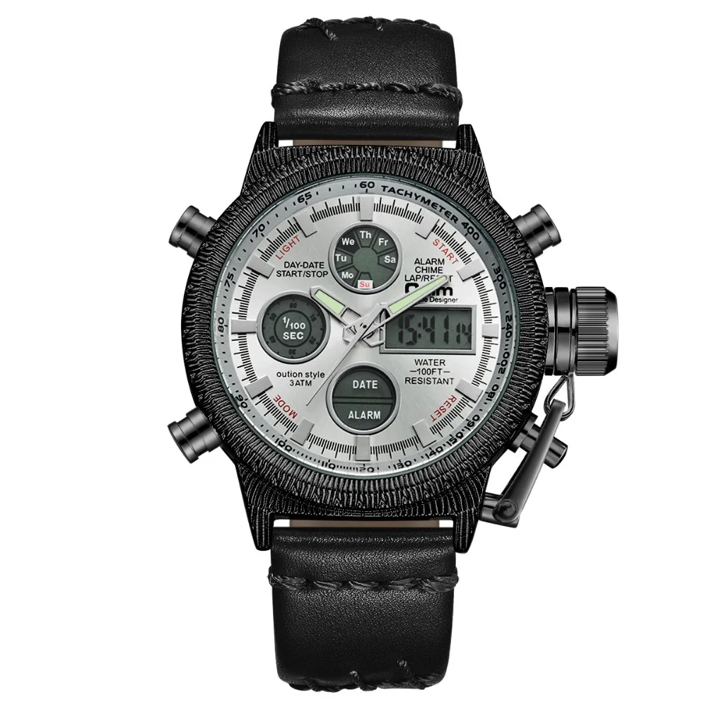 

Waterproof Sport Watches Men Classic Watch Genuine Leather Calendar Wristwatch OULM Top Brand Japan Movement Quartz Relogio