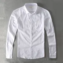 Zecmos Casual Shirt Men Cotton White Shirt Male Plain Solid Slim Fit Long Sleeves