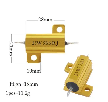 

25w 5.6k 5k6 ohm 5600 ohm 100% Original brand new Fixed Resistor Power Wirewound Aluminum Resistors Resistance +/- 5% (10pcs)
