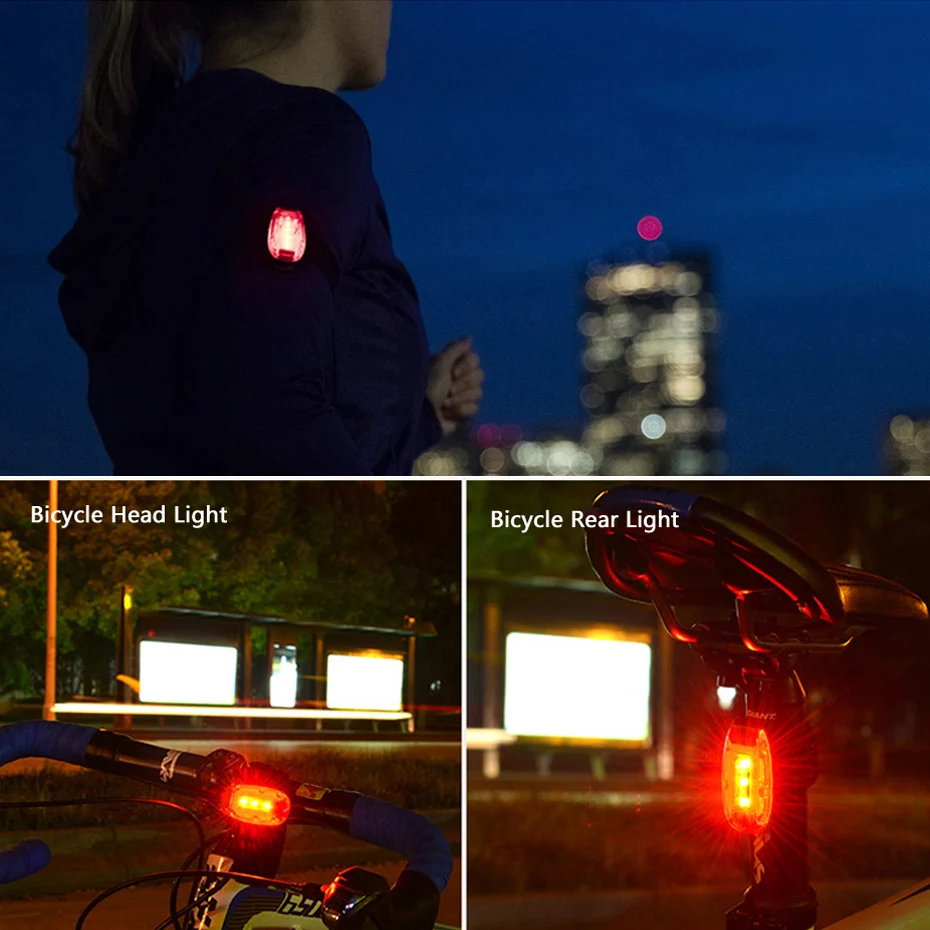 Top BASECAMP Bike Light LED Bicycle Backlight USB Rechargeable Safety Light Running Jogging LED Flashlight Road Rear Taillight MTB 5