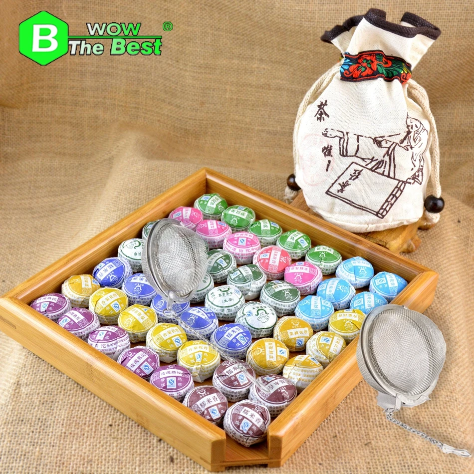  5cm Tea Strainer + 10 kinds of Flavor 50pcs Puer TeaChinese tea pu er Chinese food 