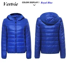 Vertvie бег многоцветный фитнес женские походные пальто светильник пуховые куртки для женщин зима Спорт на открытом воздухе молнии с капюшоном