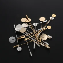 1/10 шт. цвета: золотистый, серебристый Цвет искусственным жемчугом, покрытый сплав Медь длинная Брошь булавка "сделай сам" с отложным воротником платье для изготовления ювелирных изделий, основа для броши лоток