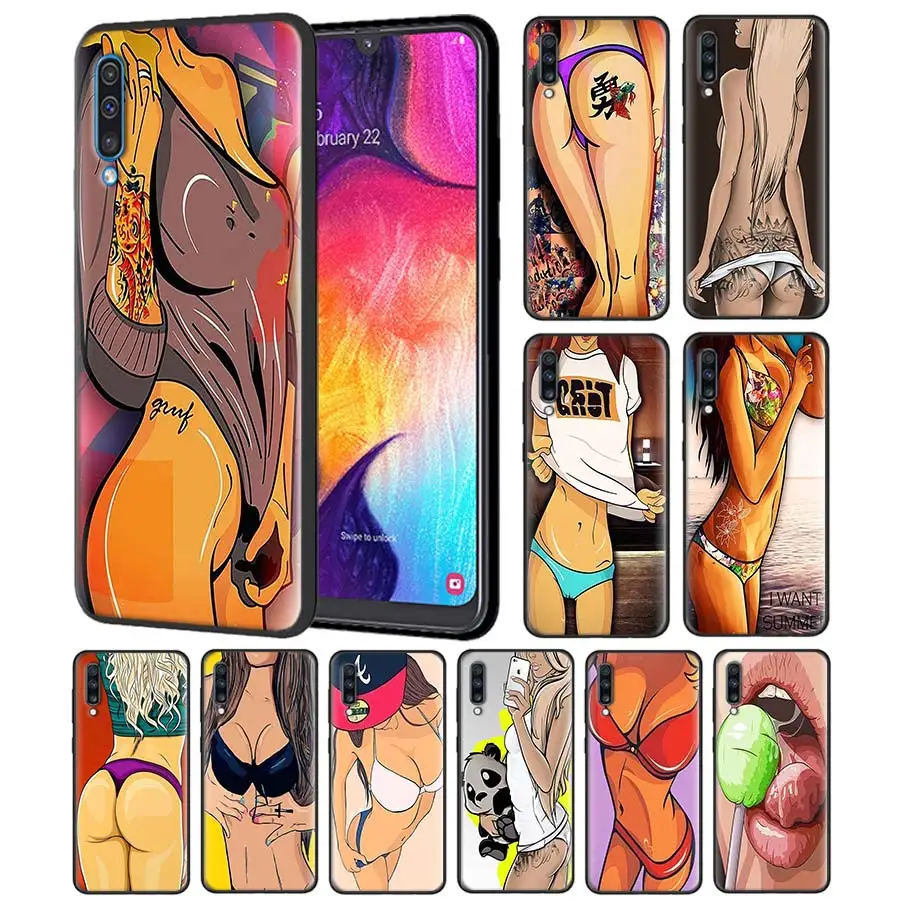 

Sexy Lady Hot Bikini Girls Silicone Case for Samsung Galaxy A6 A7 A8 Plus A9 A70 A50 A10 A20 A30 A40 A80 Black Soft Case