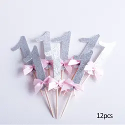 12 шт. номер 1 с изображением пирожного на день рожденья топперы для душа Baby Shower Свадебный Праздничный торт Декор