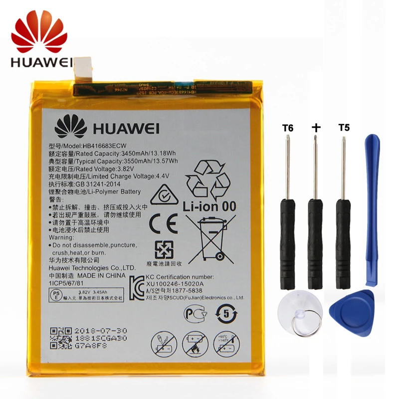 

Huawei HB416683ECW Phone Battery For Huawei Nexus 6P H1511 H1512 3450mAh Original Replacement Battery + Tool
