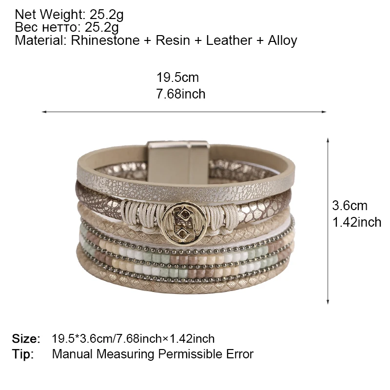 ALLYES Multilayer Bracelets for Women Rope Metal Charm Bohemian Leather Bracelet Female Wide Bracelets & Bangles Femme Jewelry