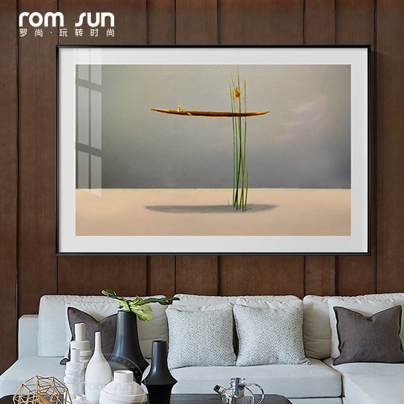 

Janpanese Creative Boating In River Canvas Painting Poetic Poster Print Wall Art for Living Room New Chinese Cuadros Decoracion