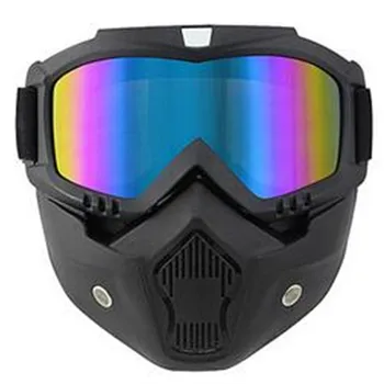 

Motorcycle Face Mask Helmet Goggles Ski Bike Motocross Motor Glasses with Detachable Mask color Style Motorbike Helmet Lens