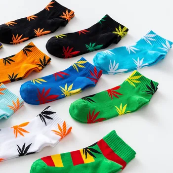 

1 Pairs Unisex Hemp Maple Leaf Ankle Socks Women Men Cotton Casual Female Harajuku Funny Socks One Size Street Trend Skateboard