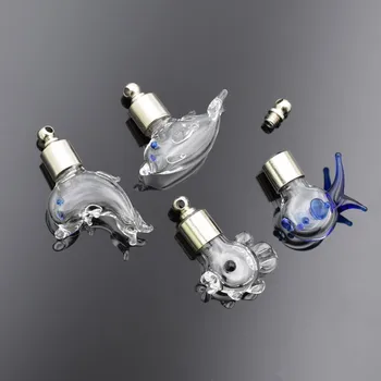 

5pieces SCREW CAP lovely dolphin Glass Vial Pendant name or rice art glass bottle necklace pendant jewelry making