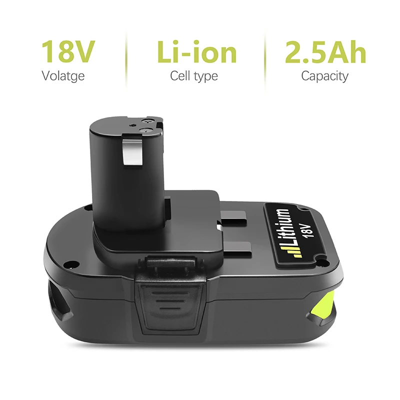 

BATTOOL 2500mAh Lithium Battery Replacement Li-ion Battery for Ryobi P104 P105 P103 P107 P731 P740 P741 P780 P813 P108