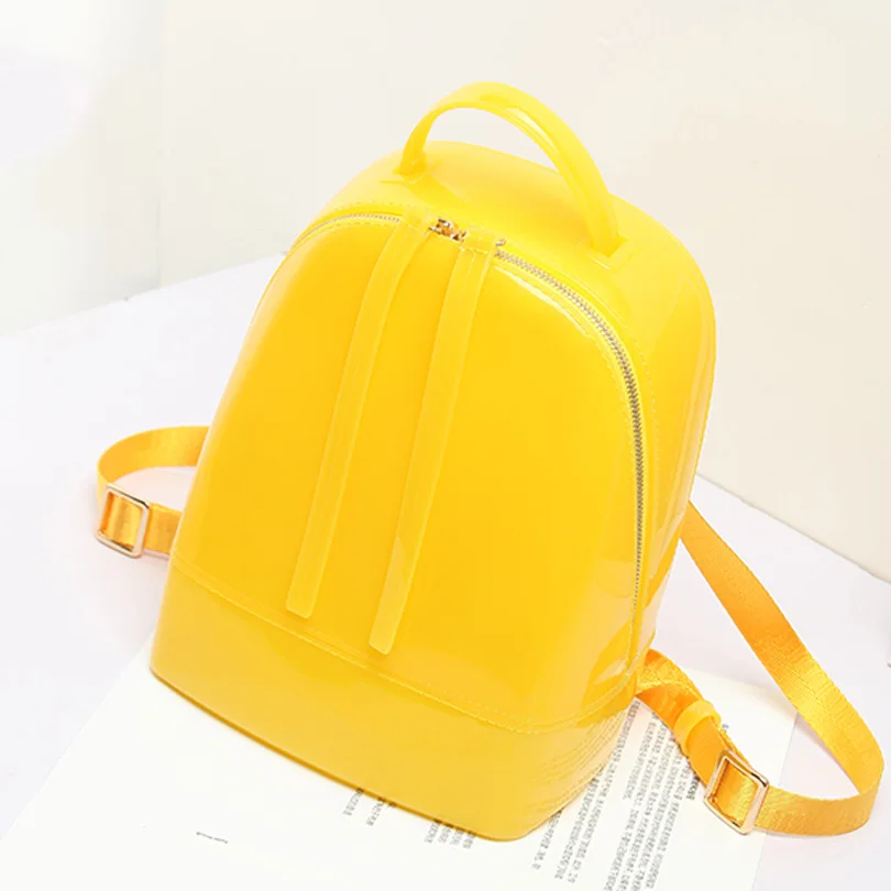 Летние женские пляжные силиконовые Рюкзаки милые яркие цвета на молнии дорожные сумки mochila escola рюкзаки ручная сумка через плечо - Цвет: Yellow