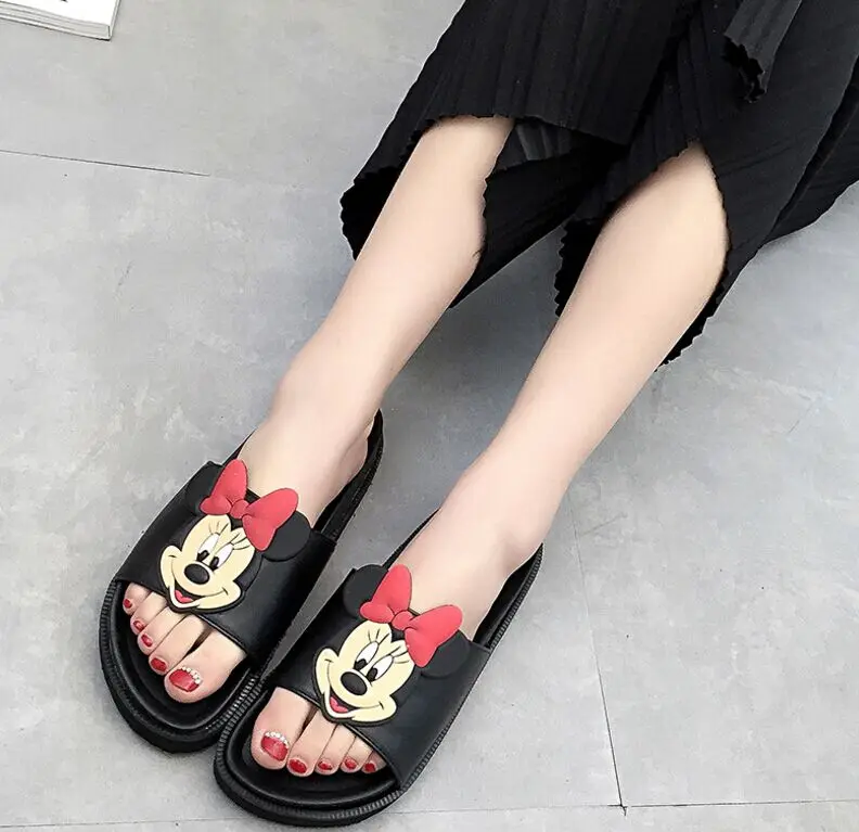 baratas 2017 Venda Quente Conforto Respirável Fundo Macio Dos Desenhos Animados Casuais Plana Sandálias Das Mulheres Size4 8 Slip On Chinelos Chaussure Sandale