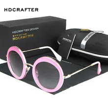 2016 Retro Round Pink Sunglasses Women Vintage Sunglass Fashion Ladies Shade Glasses with Case Oculos Lentes De Sol Mujer 3021