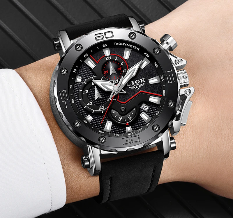 2019 LIGE Watch Luxury Brand Men Analog Leather Sport Watches Men's Army Military Watch Male Date Q
