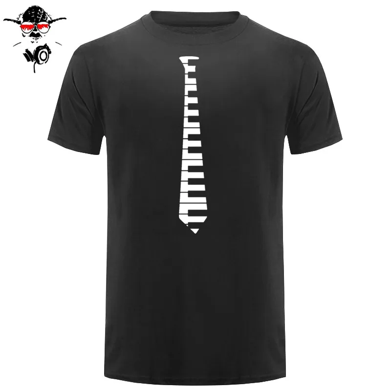  Hip Piano Keys Tie Piano Keyboard Music Concert T Shirt Creature Size S To 3XL T-Shirt O Neck Cotto