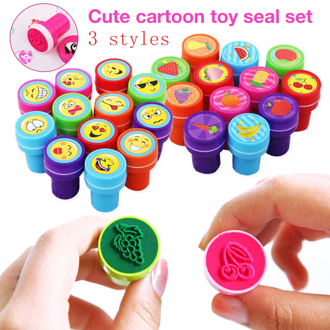 Kids Stamp 12pcs/lot Fruit smiling Cartoon Animals Fruits Stamp