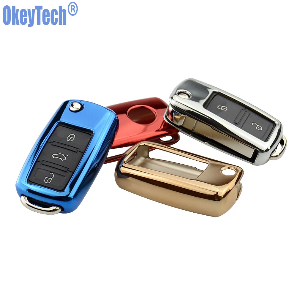 OkeyTech автомобильный брелок для VW Passat Golf Jetta Bora Polo Sagitar Tiguan Skoda Octavia A5 Fabia SEAT Ibiza Leon TPU|fob